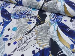 French Terry Indigo Leaves